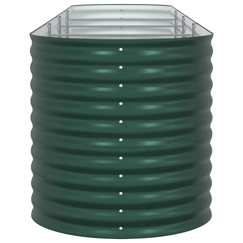 Fioriera rialzata moderna per esterni 400 x 80 x 81 cm resistente dal design elegante in acciaio verde 02_0058902