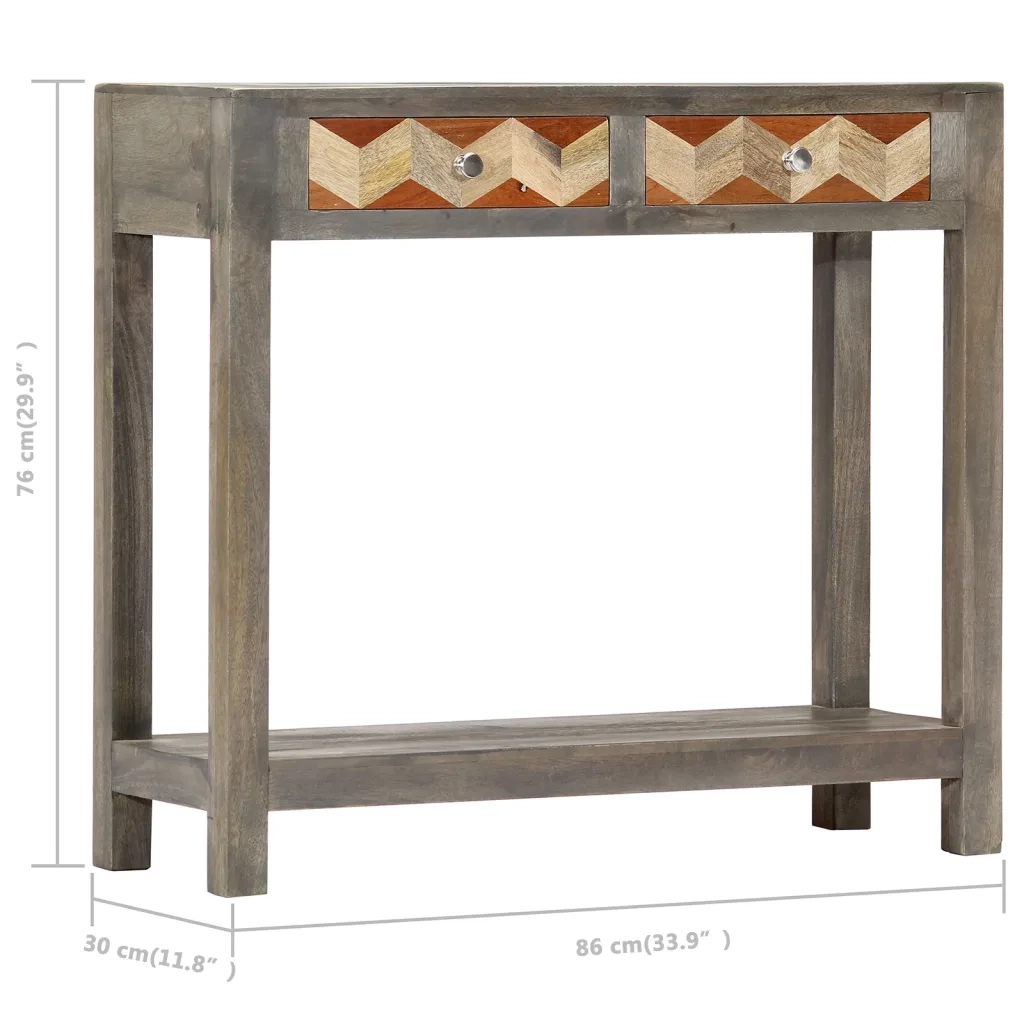 Tavolo Consolle Grigio 86x30x76 cm in Legno Massello di Mango cod mxl 24901