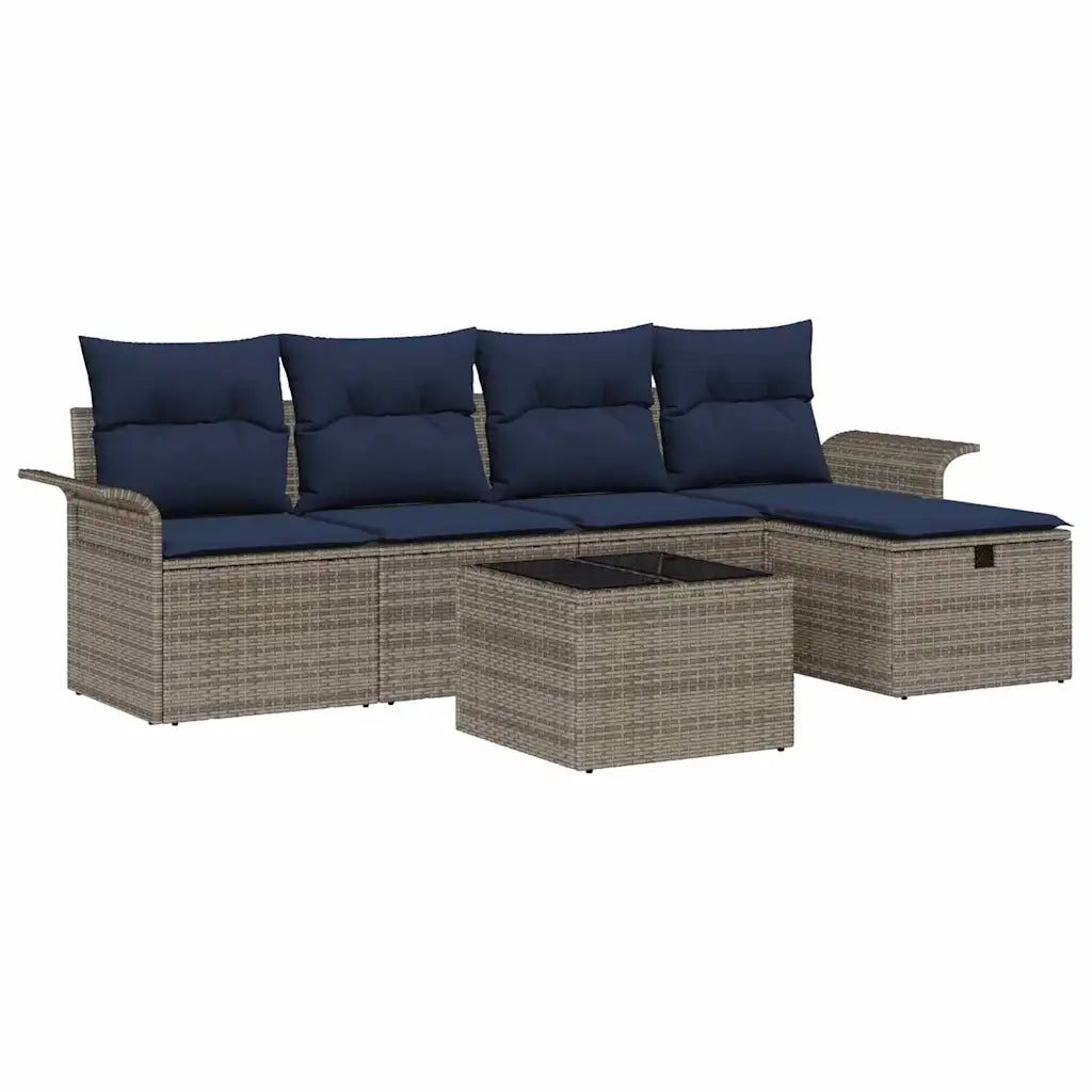 Set Divano da Giardino con cuscino 6 pcs Poly Rattan