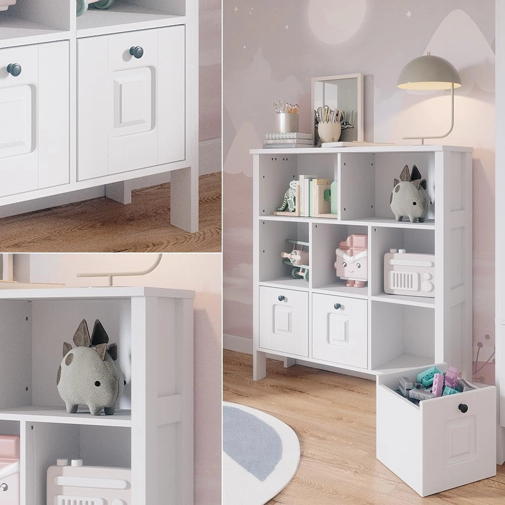 Libreria bambini Ajaton, Bianco, 103.6 x 113.4 cm, combinabile per riporre giocattoli e libri