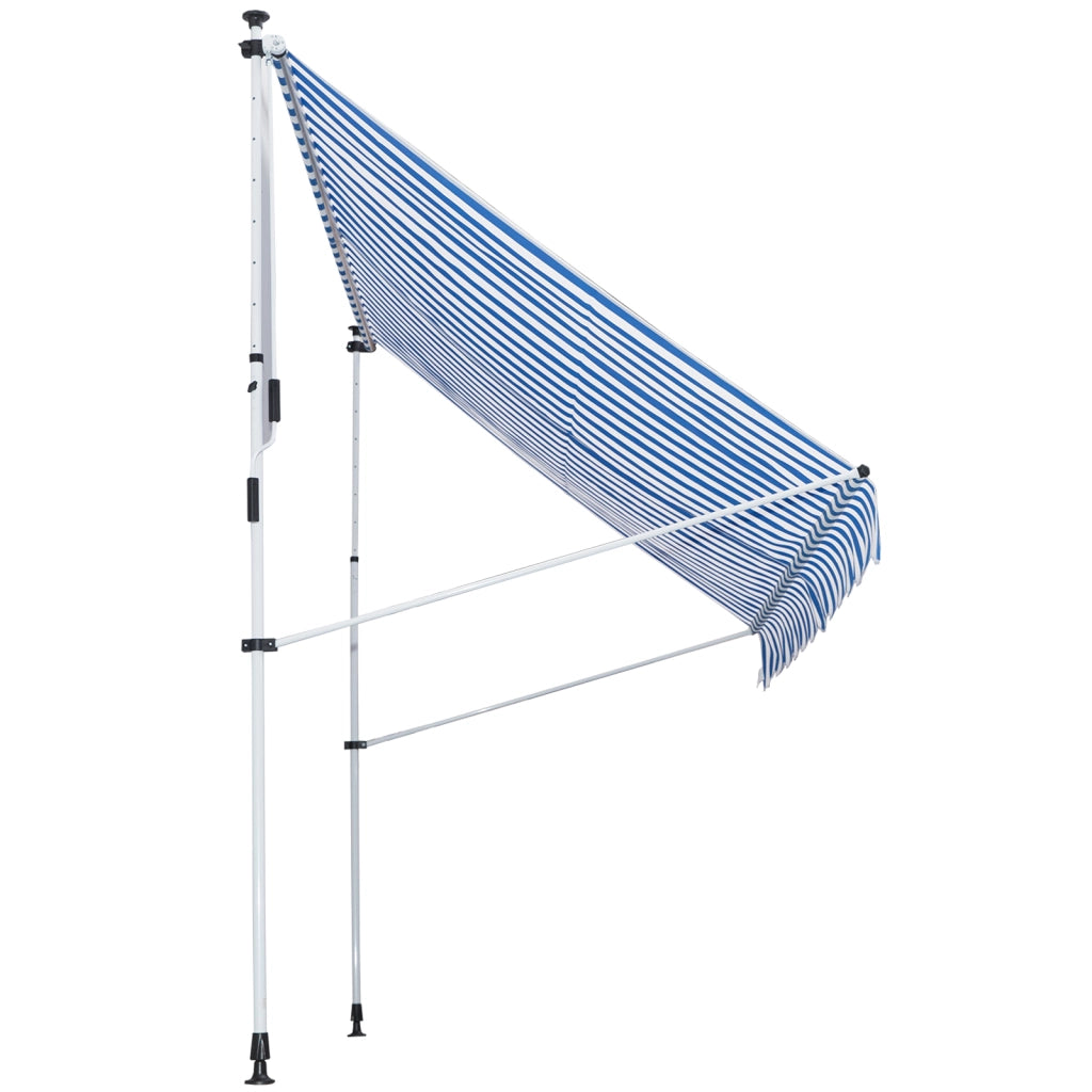 Tendone da balcone con manovella regolabile ¨C zephmum ¨C blu e bianco 150 cm