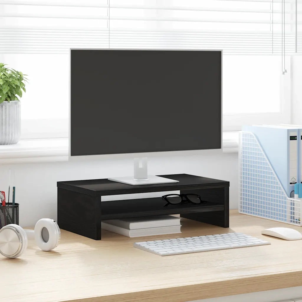 Supporto per Monitor Rovere Nero 42x24x13 cm in Truciolato 862407