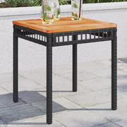Tavolo da Giardino Nero 38x38x42cm in Polyrattan e Legno Acacia 365864