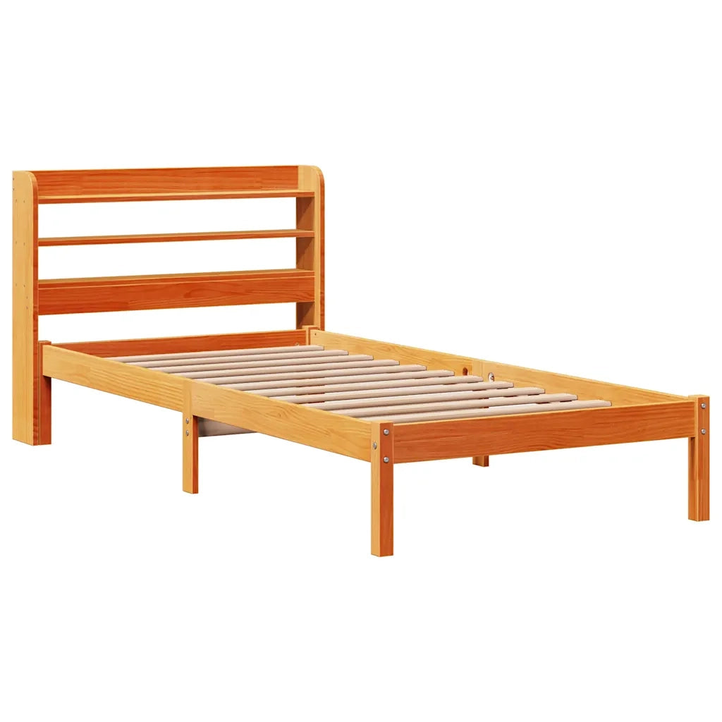 Giroletto con Testiera Marrone Cera 75x190 cm Massello Pino 3306551