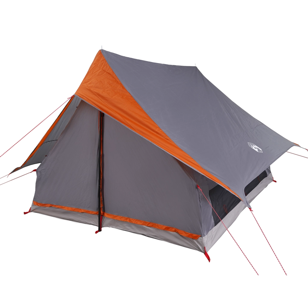 Tenda da Campeggio a Forma di A per 5 Persone Impermeabile Grigia e Arancione