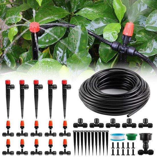 Set di irrigazione a gocce automatico - 20 m tubo - sistema di irrigazione per giardino - set di irrigazione automatico - irrigazione del prato e piante.