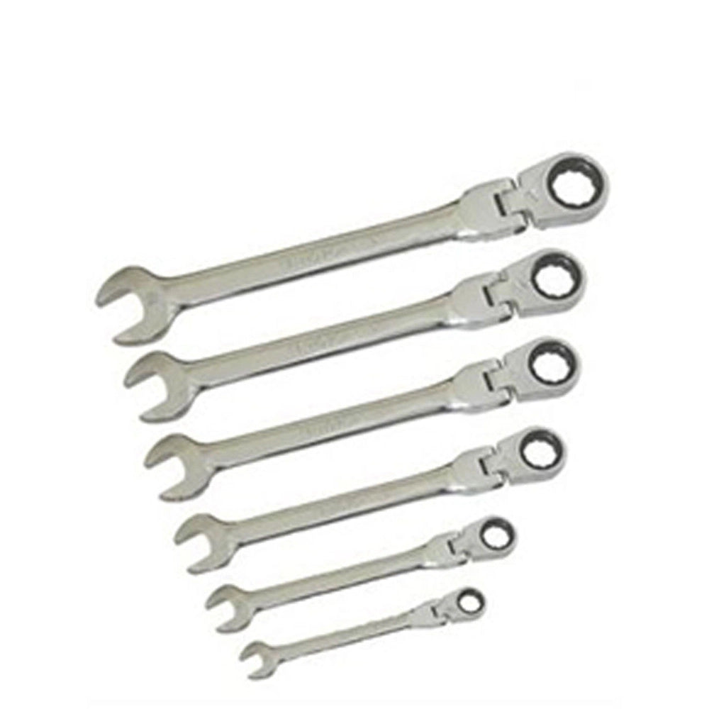 Trade Shop - Chiavi Combinate A Cricchetto Con Snodo Set 6pz In Acciaio Cromo Vanadio -