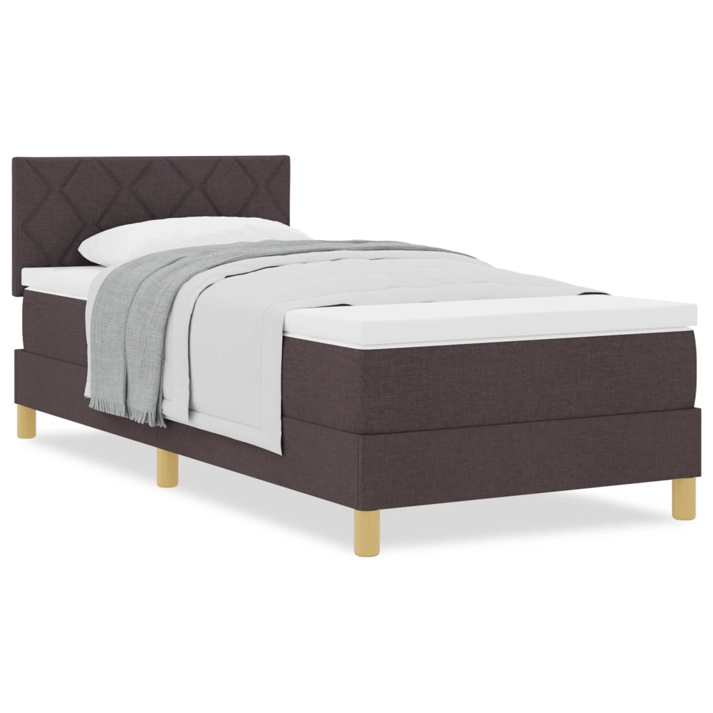 Letto con Box Spring e Materasso Marrone Scuro 90x190 cm Tessuto