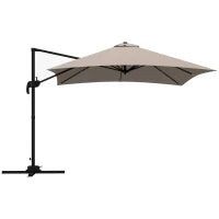 Ombrellone 3x3 m a Braccio con 8 Stecche, Pedale e Manovella, in Alluminio e Poliestere, color Khaki