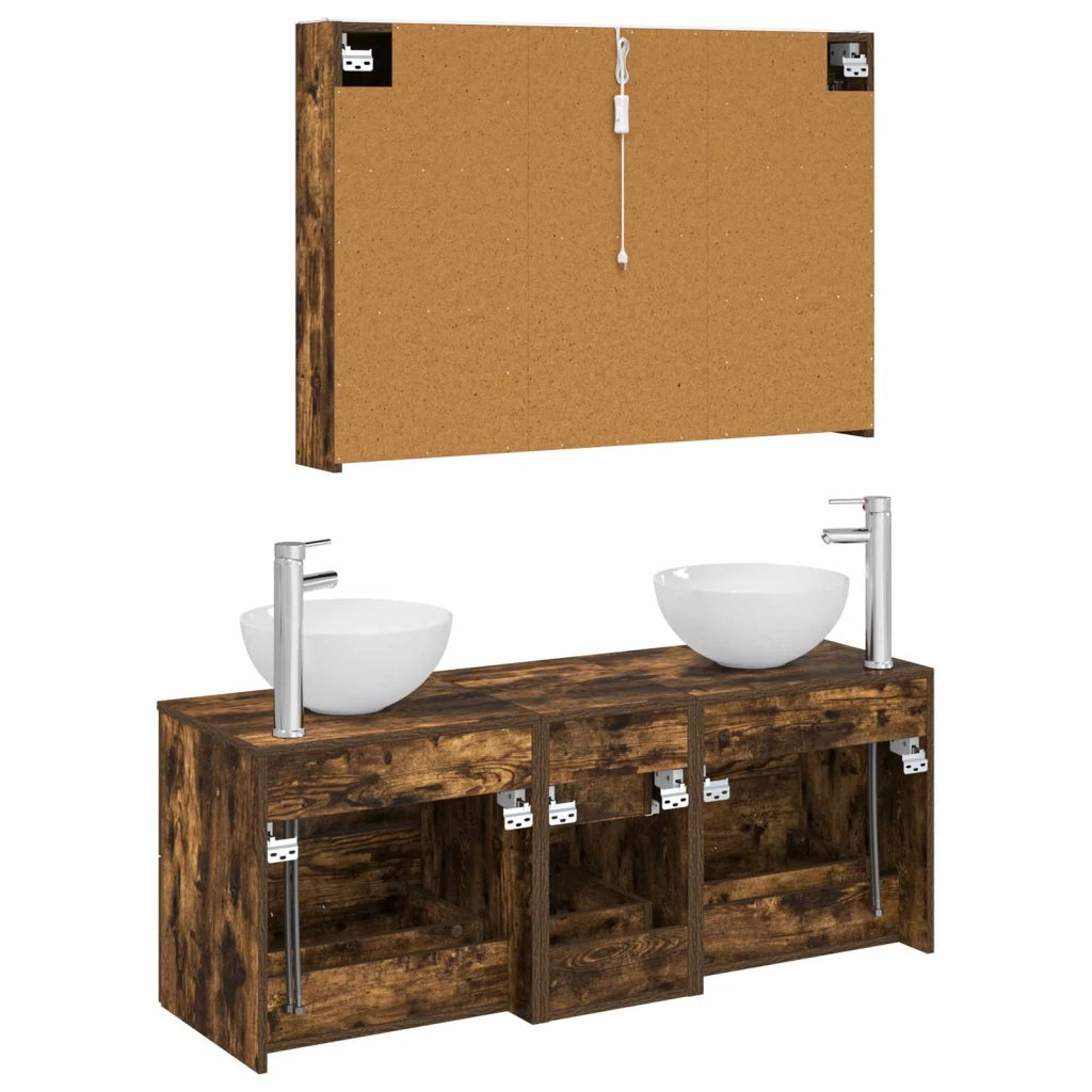 Set di mobili per il bagno 4 pcs Rovere Fumo 3406747