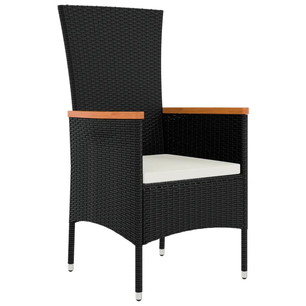Set da Pranzo da Giardino 11 pz con Cuscini in Polyrattan Nero