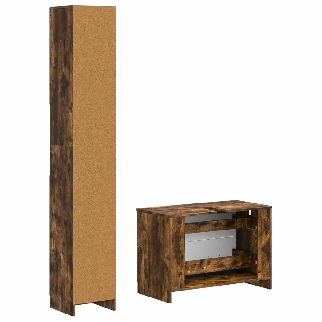 Set di Armadi da Bagno da 2 Pezzi UTRECHT Rovere Fumo 3417572