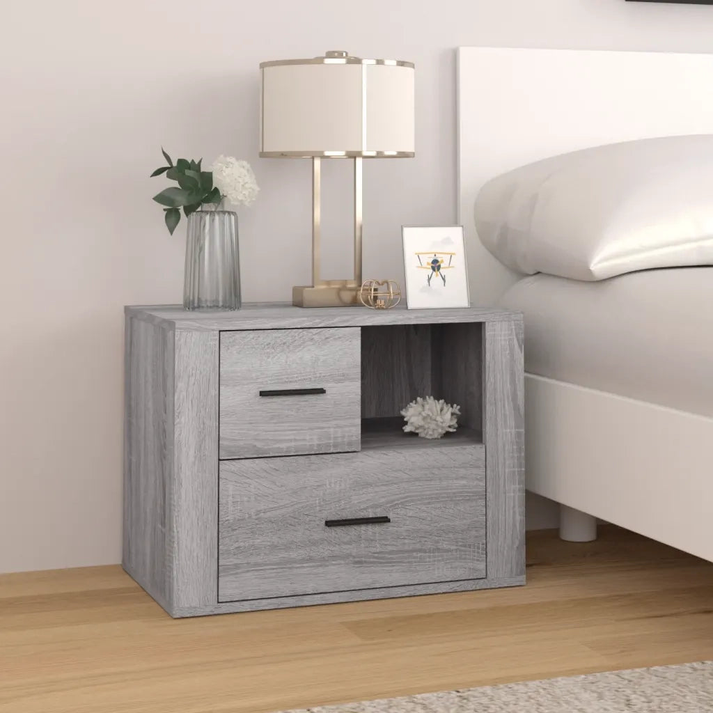 Comodino-Tavolino da notte Grigio Sonoma 60x36x45 cm in Legno Multistrato
