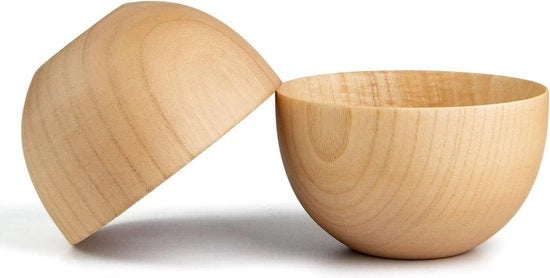 Set di 2 - Muesli contenitore in legno artigianale per riso e zuppa di miso - ideale per snack, noci, caramelle, frutta e noodle - 13 cm di diametro x 7,6 cm di altezza
