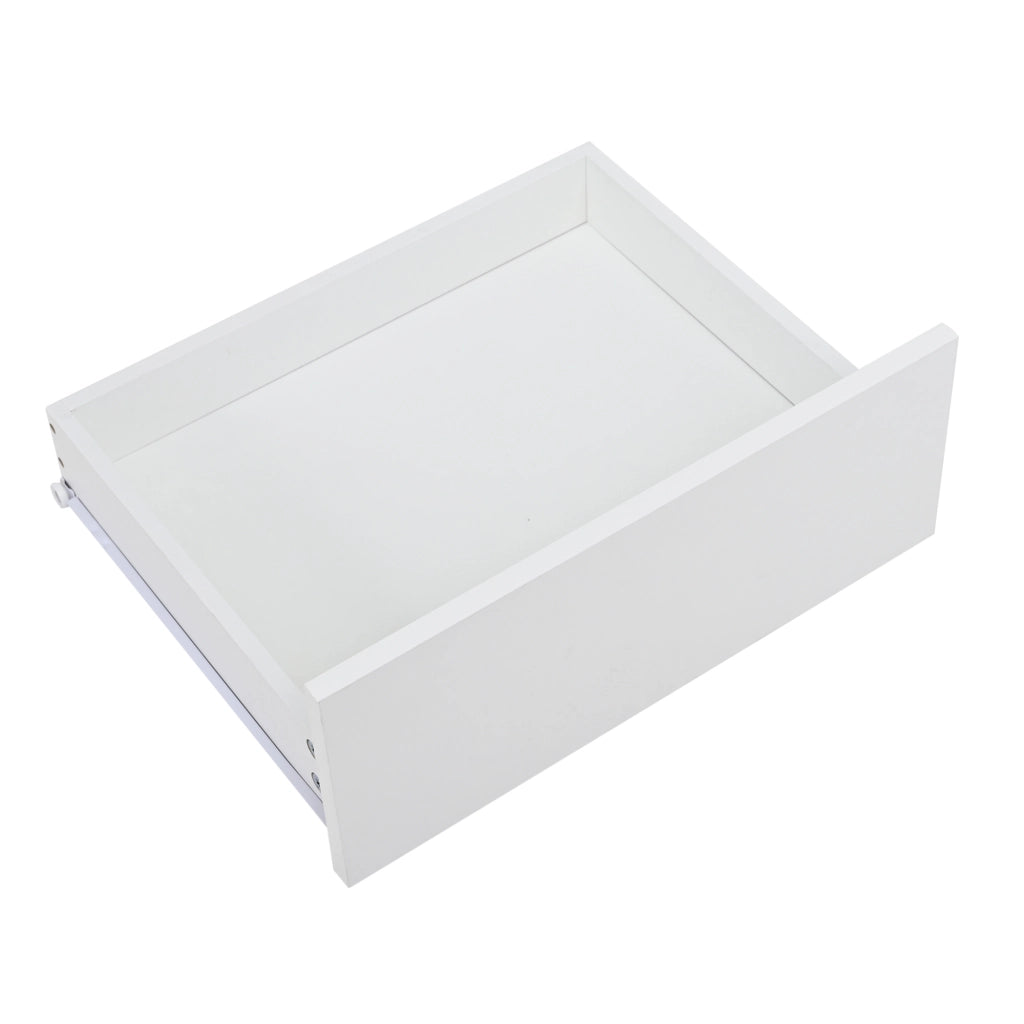 Tavolino da salotto 96x45x40 cm; sollevabile con vano contenitore e cassetto; truciolare bianco