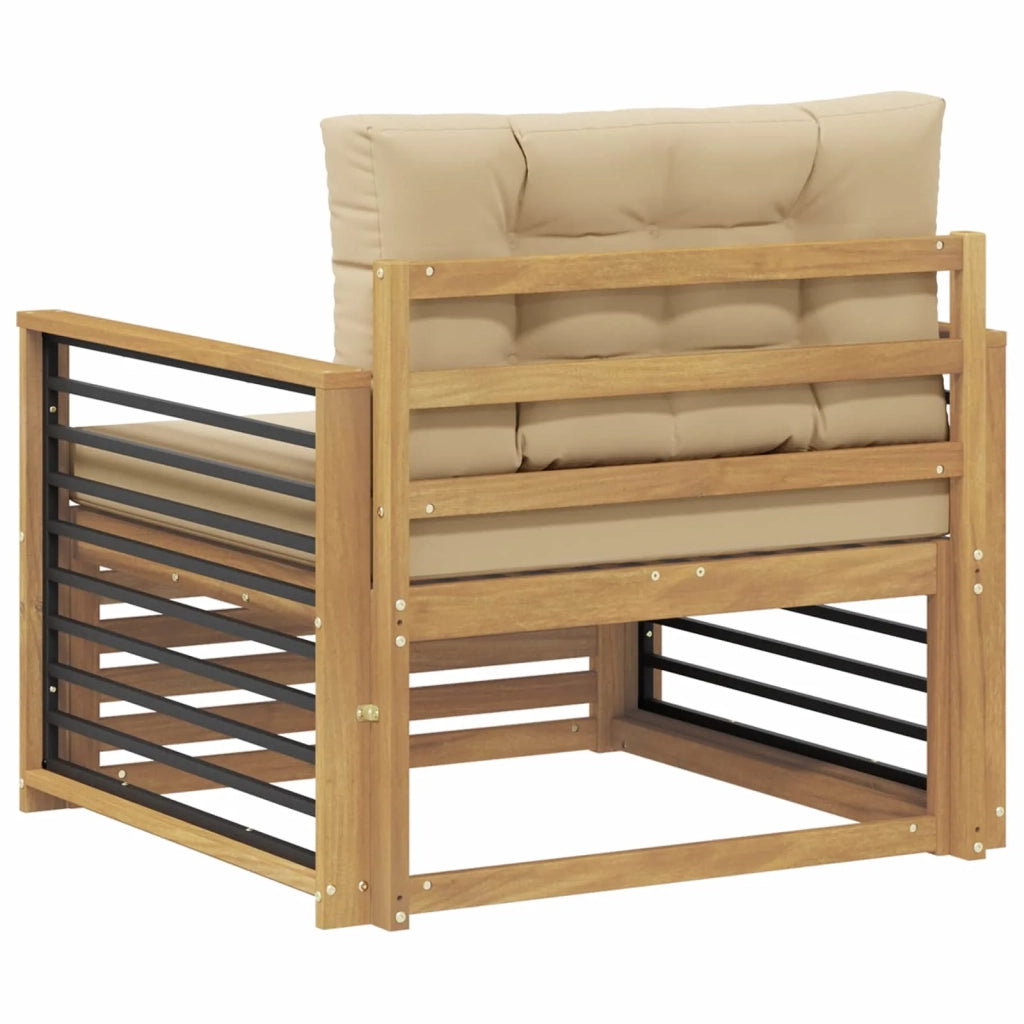 Divano da esterno-Divano da Giardino Poliestere Bianco e beige 774116