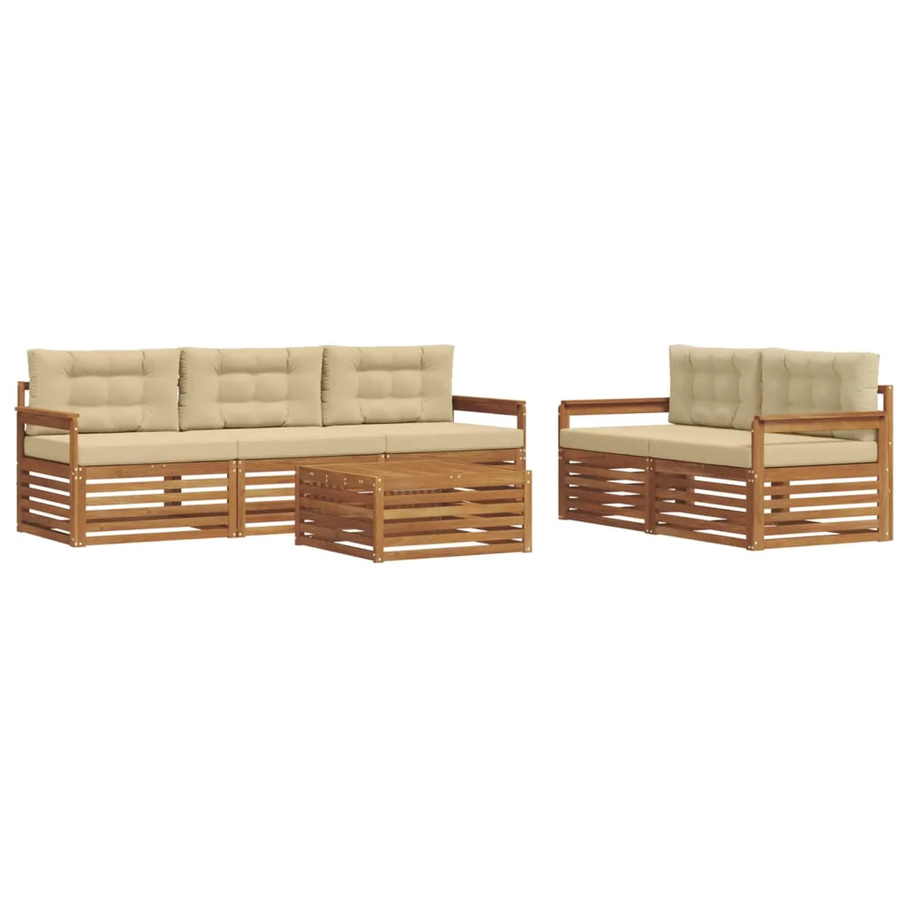 Set di divani da esterno con cuscino 6 pcs Naturale e Beige
