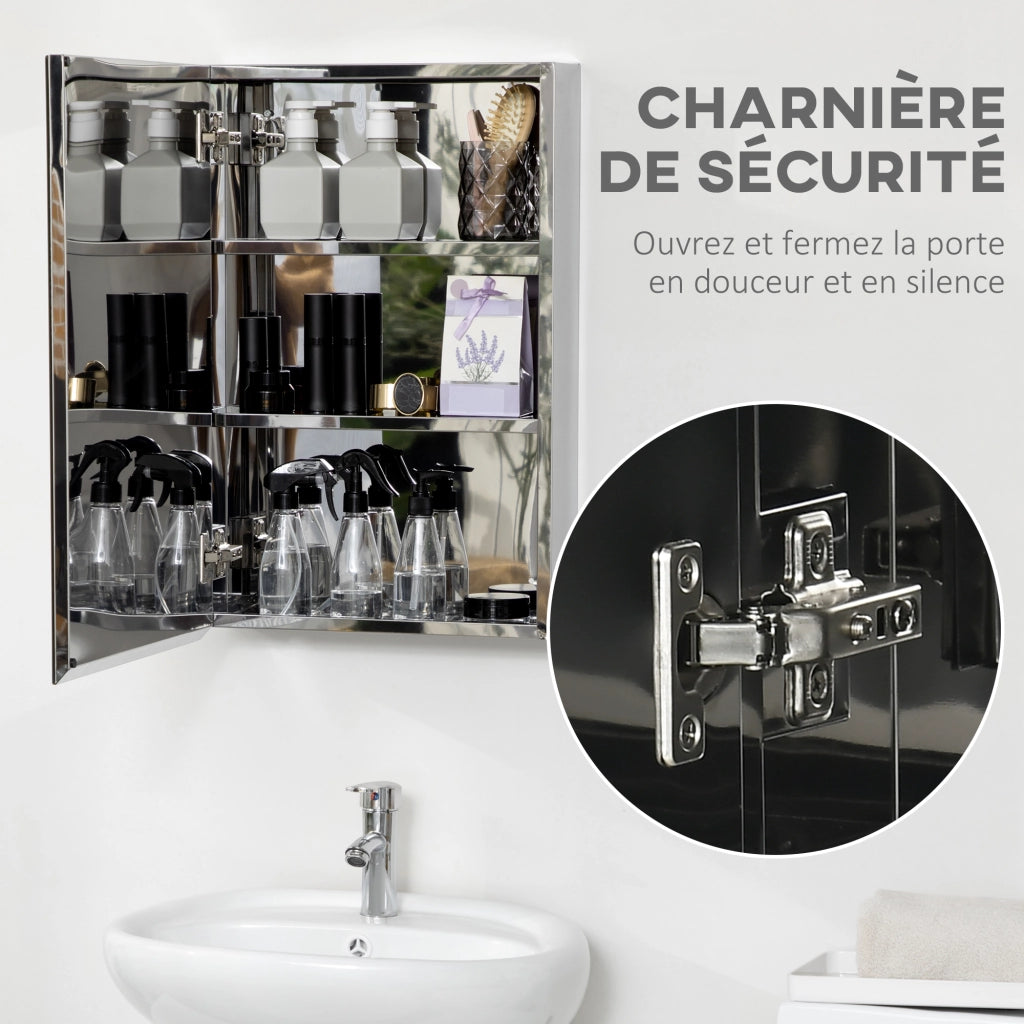 Armadietto Specchio Bagno Sospeso ¨C zephmum ¨C Acciaio Inox 39x12x60 cm