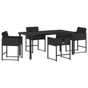 Set da Pranzo per Giardino con cuscino 5 pz | Set Salotto da Giardino Nero polyrattan
