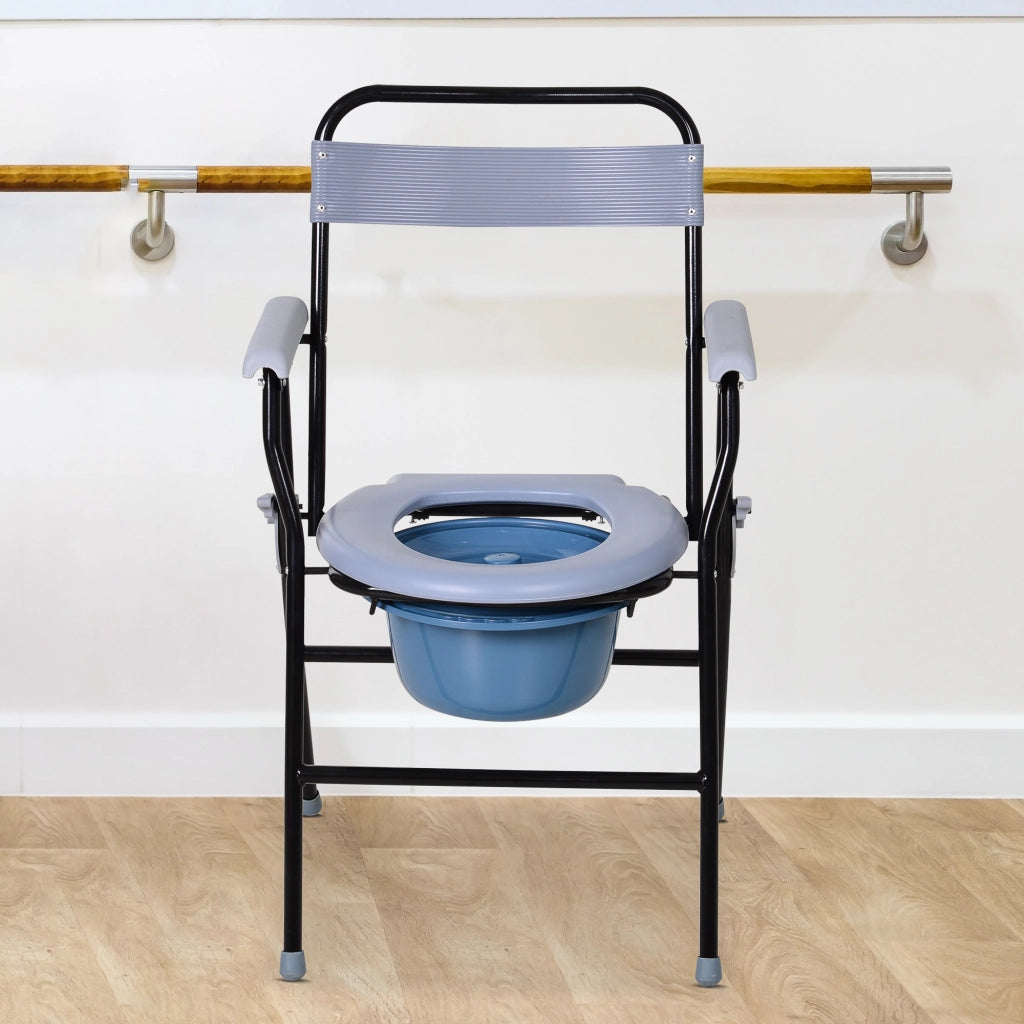 Sedia da bagno pieghevole con vaso rimovibile ¨C Minimal ¨C in ferro e plastica 52x50x75cm