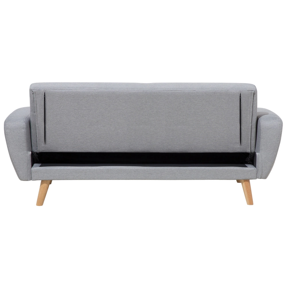 Divano Letto Rivestito In Tessuto Grigio Con Gambe In Legno Trasformabili A 3 Posti Soggiorno Moderno E Minimalista