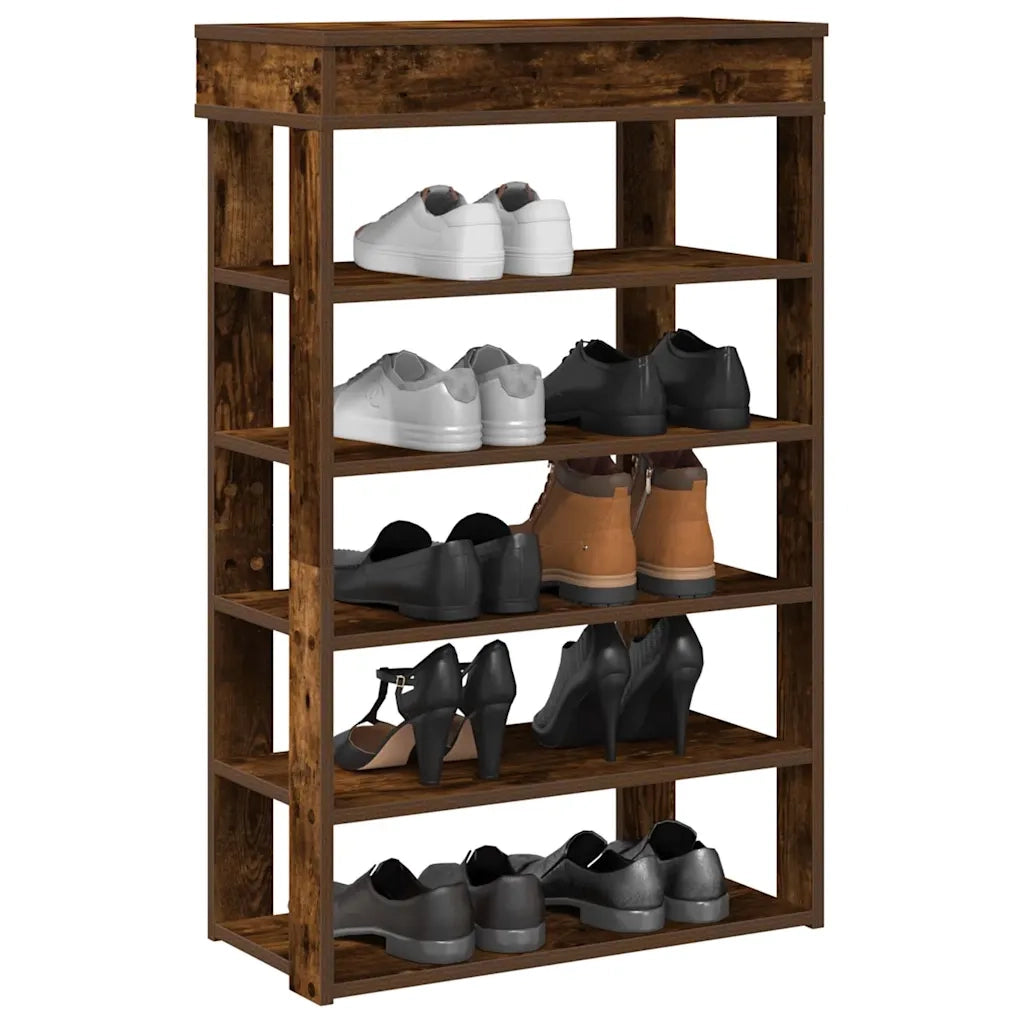 Scarpiera-Scaffale per scarpe Rovere Fumo 60x30x98 cm in Legno Multistrato