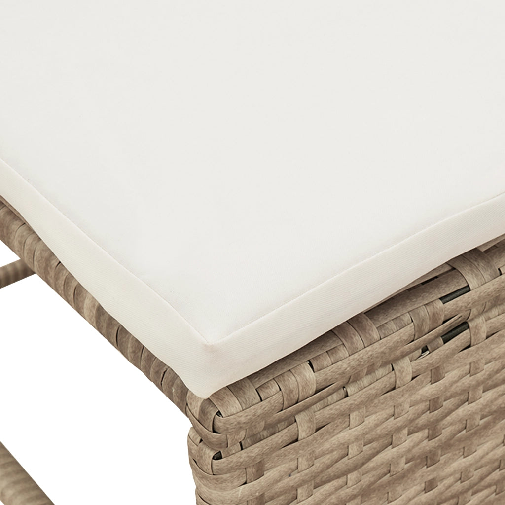 Set Divano da Esterno Beige e Panna Rattan e Tessuto Medio