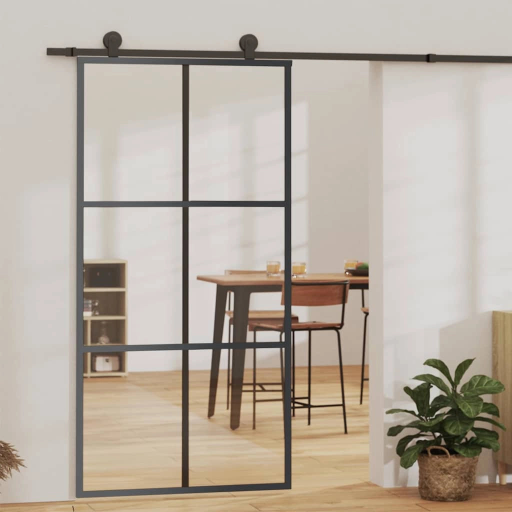 Porta Scorrevole in Vetro ESG e Alluminio 102x205 cm Neracod mxl 121068
