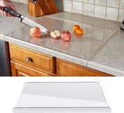 Snijplank trasparente 5 mm, acrilico, trasparente, protezione da graffio per piano di lavoro con bordo, snijplank antiscivolo, utensile da cucina per frutta, strumenti da taglio 450*350 (incluso 30 mm di curvatura)