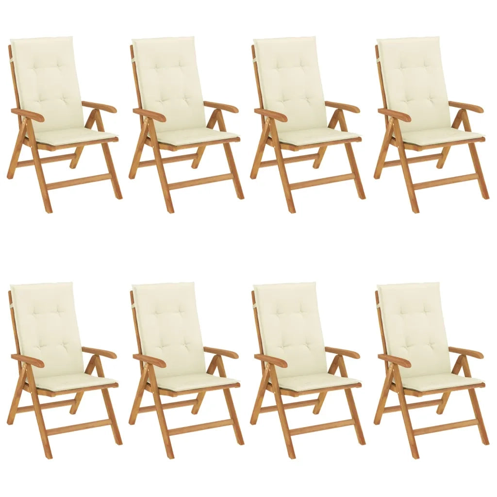 Sedie da Giardino Reclinabili con Cuscini 8 pz in Legno di Teak 3196525