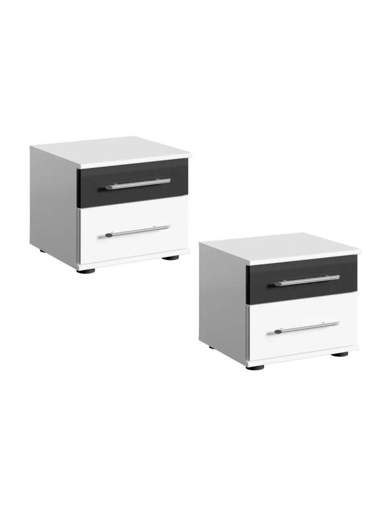 Set di 2 comodini DUBLIN Bianco alpino e nero lucido