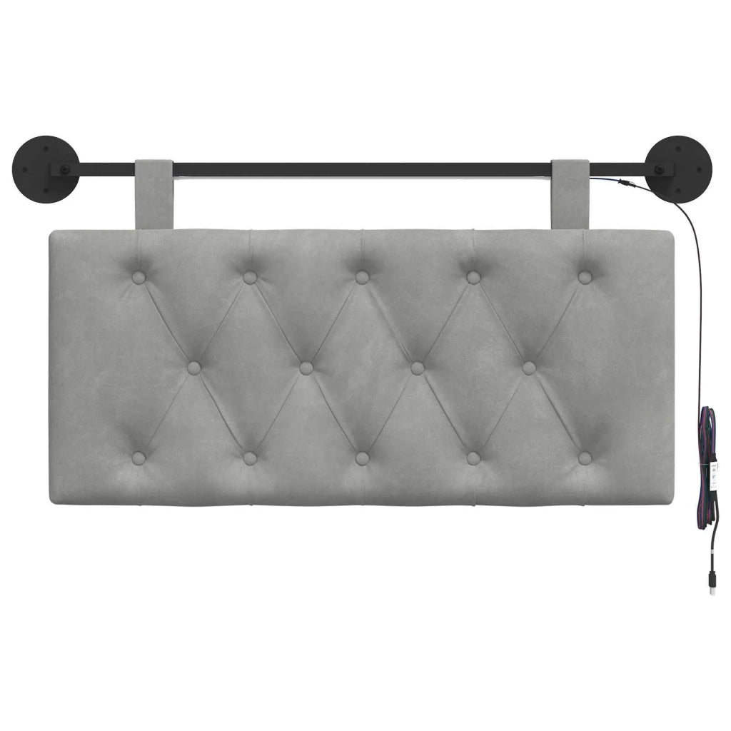 Testiera | Testata sospesa Con luce LED Grigio Chiaro Velluto