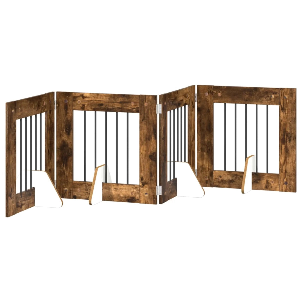 Cancello per cani con supporti 4 pcs Rovere Fumo 60 x 60 cm 892153