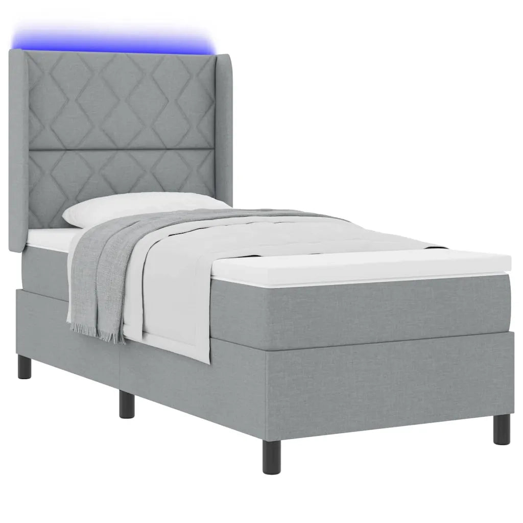 Letto a Sorgente LED Grigio chiaro 90 x 200 cm Tessuto 3343546