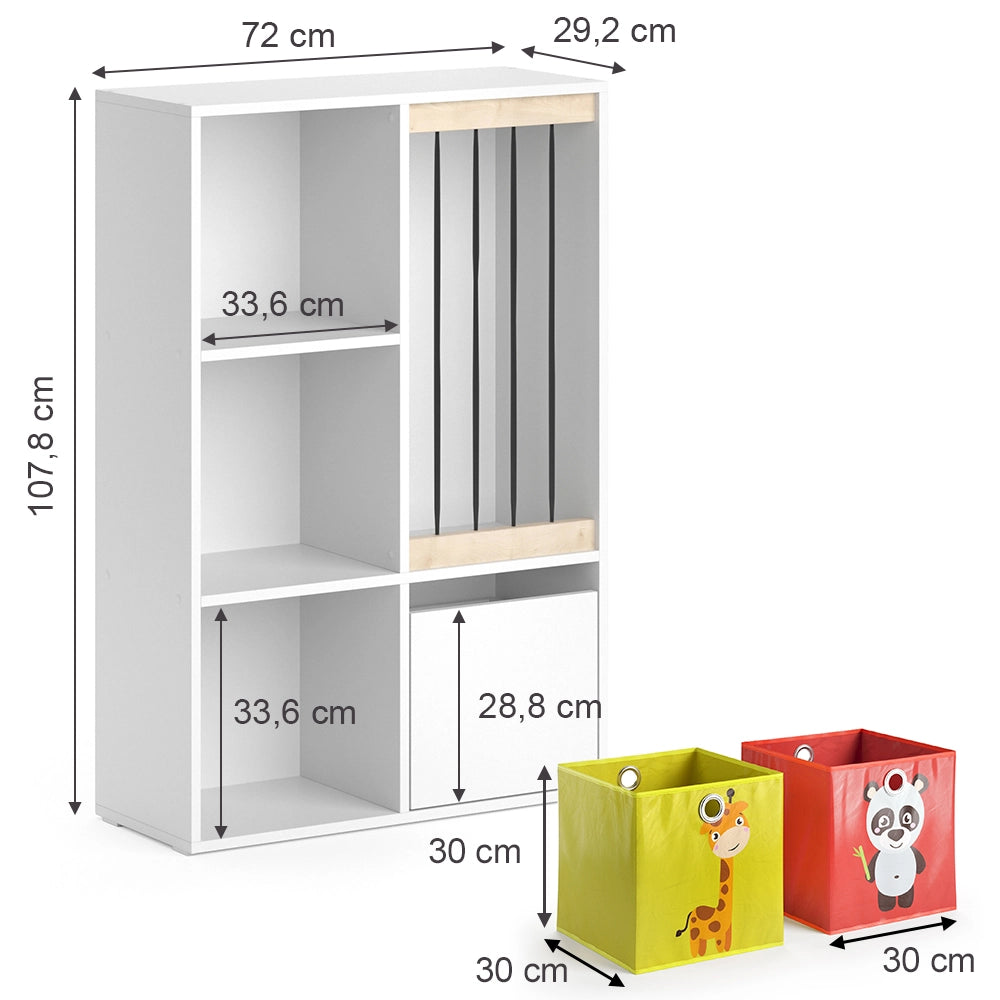 Vicco Libreria bambini Bianco 72 x 107.8 cm con 2 scatole pieghevoli opt.2