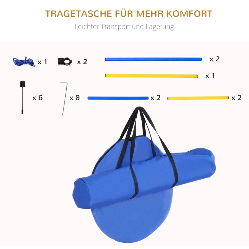 Giochi da arrampicata set agility per cani con tunnel 4 bastoni slalom e ostacoli portatile in poliestere giallo