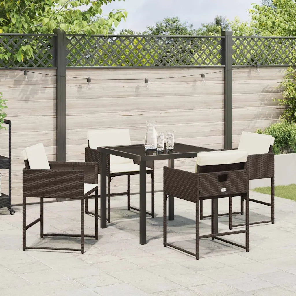 Set da Pranzo per Giardino 5 pcs Marrone polyrattan