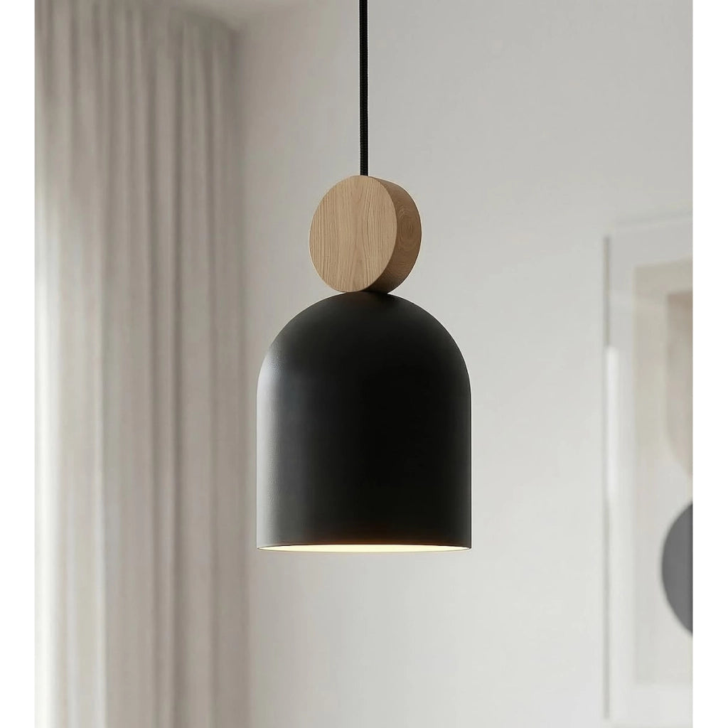 Lampada a sospensione Mesi in acciaio nero opaco
