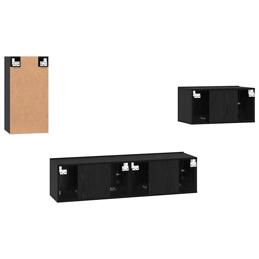 vidaXL Set mobile TV 4 pcs Rovere nero 30.5 x 30 x 60 cm