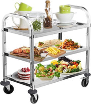 Trolley in acciaio inossidabile - 3 piani - ripostiglio auto/ cucina - ripiano multifunzionale di archiviazione
