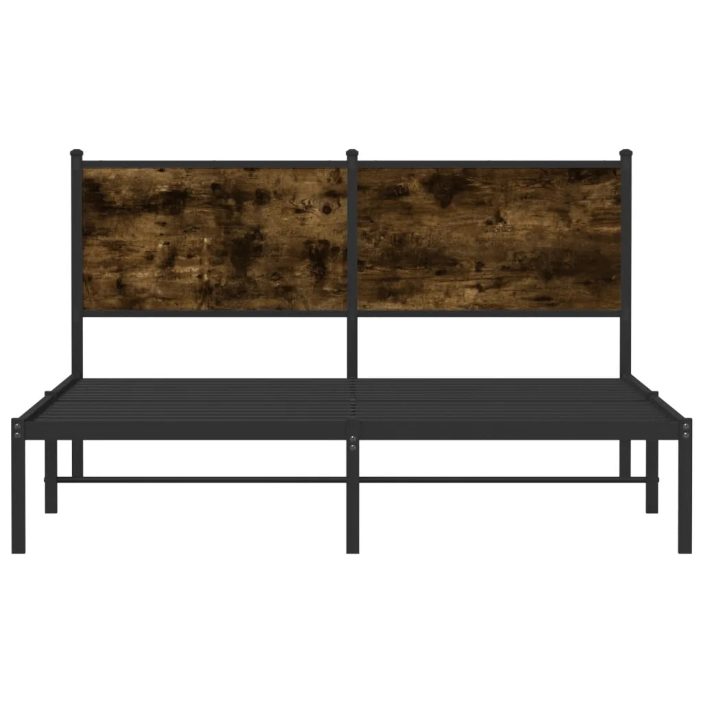 vidaXL Giroletto senza Materaso in Metallo Rovere Fumo 140x200 cm
