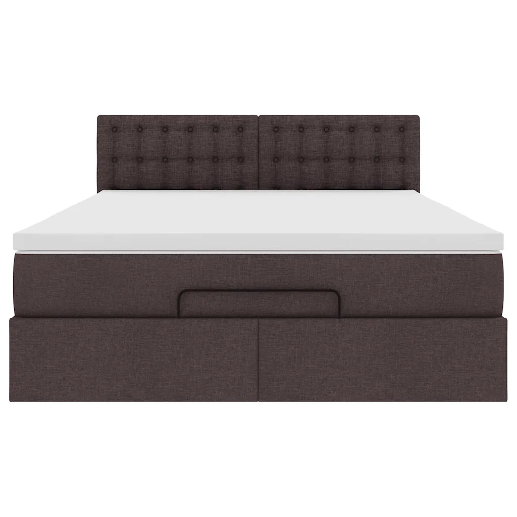Pouf Letto con Materasso Marrone Scuro 140x190 cm in Tessuto 3311625