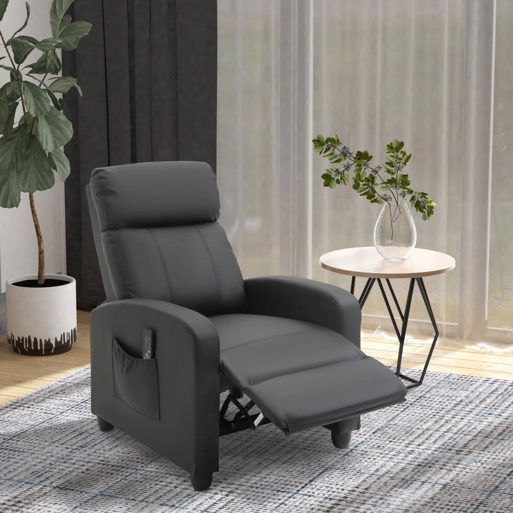 EasyComfort Poltrona Relax Massaggiante con Telecomando e 8 Programmi, Reclinazione e Poggiapiedi, 68x88x98cm, Nero