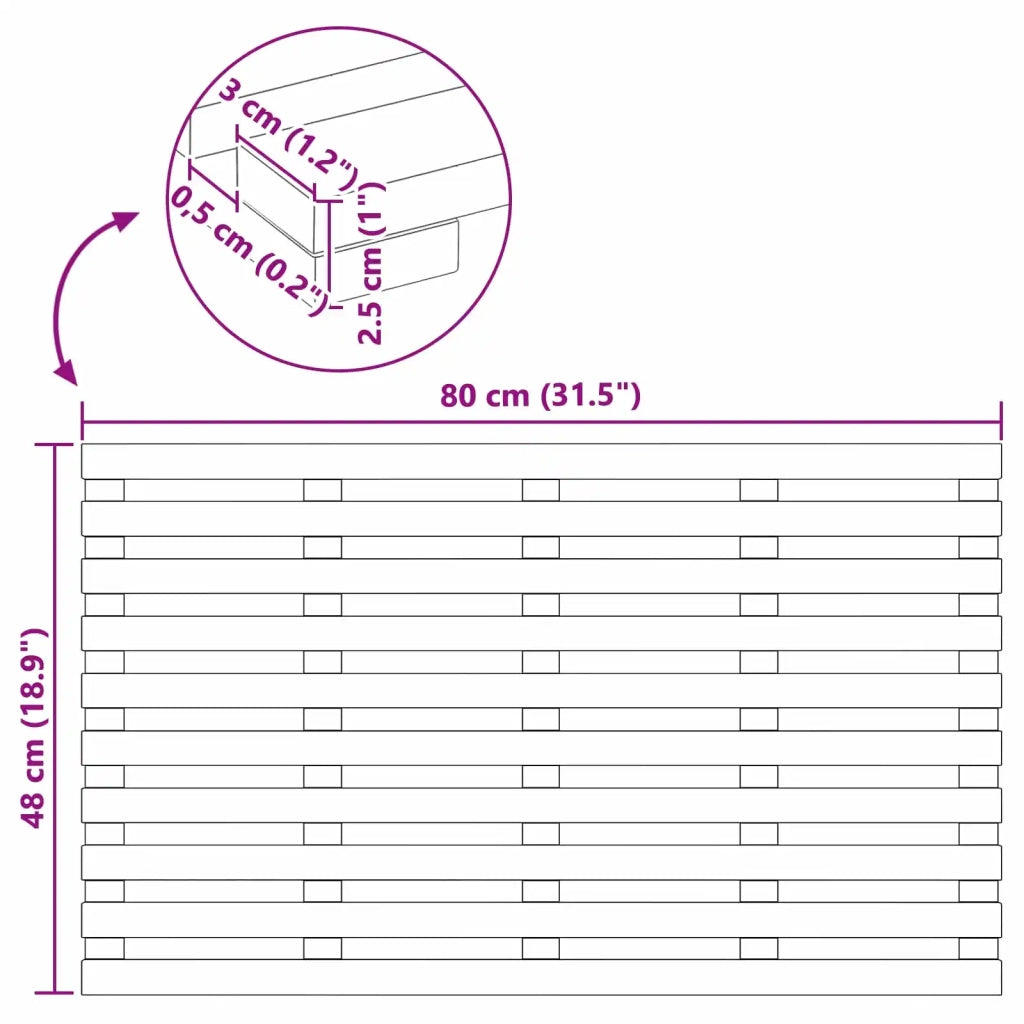 Tappeto da bagno Tinta unita Marrone 80 x 48 x 2,5 cm legno CFW1892715