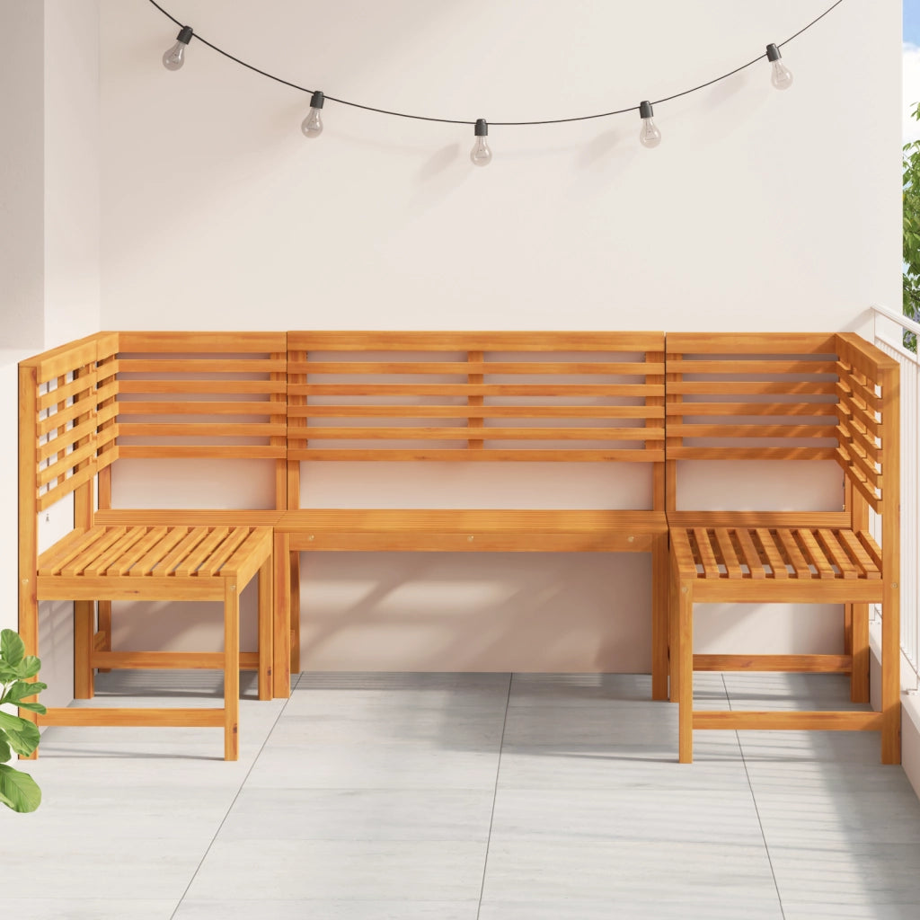 Set Panchina da Giardino 5 Pezzi in Legno Massello di Acacia