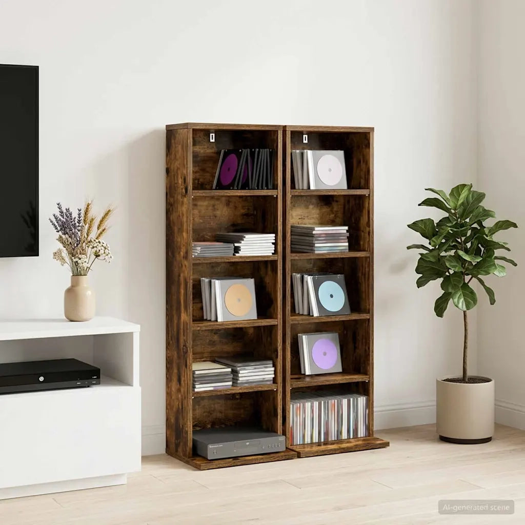 Mobile per CD 2 pz Rovere Fumo 33 x 23,5 x 97,5 cm 8012699