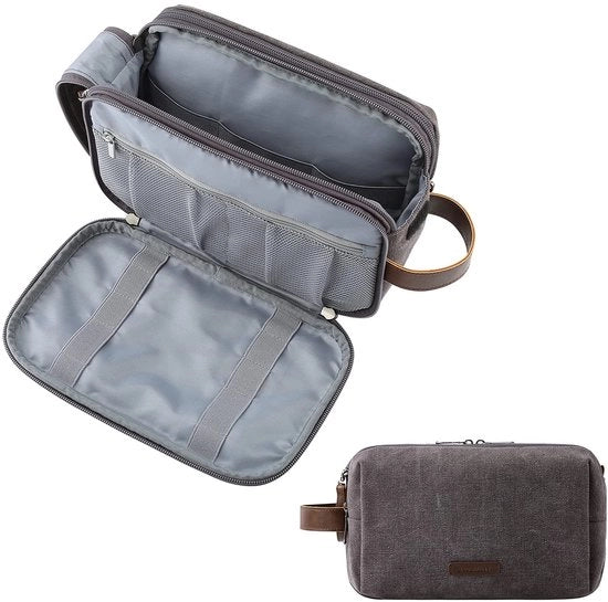 Toilette per uomini, toilette da viaggio, raschietto idrorepellente per articoli igienici e accessori (grande grigio scuro)