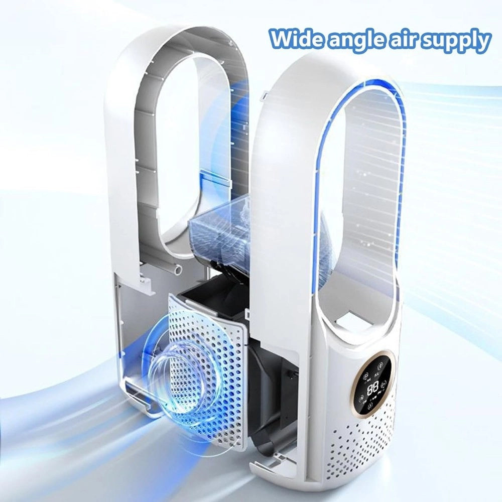 Trade Shop - Ventilatore Tavolo Umidificazione Usb Portatile Multifunzionale 6 Velocità Bianco -