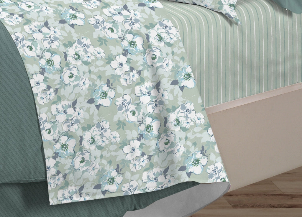 Completo Lenzuola Letto 100% Cotone Italy 3027 Disegno Indie - Matrimoniale - Verde