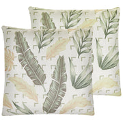 Set di 2 cuscini con motivo a foglia 45 x 45 cm colore verde e beige camera da letto soggiorno